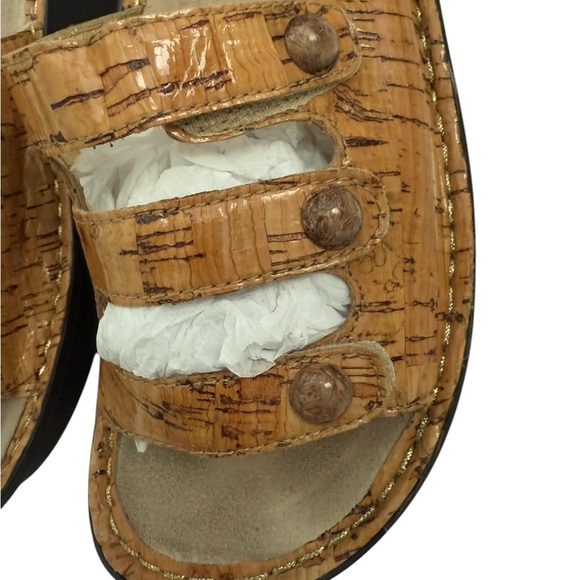 Alegria Fiona Cork Pattern Leather Triple Strap Leather Comfort Sandals Size 37 - Picture 4 of 12